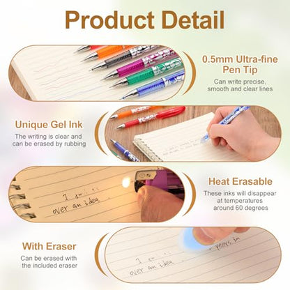 2Pcs Erasable Gel Pens with 50 Refills & 2 Erasers (52 Count)