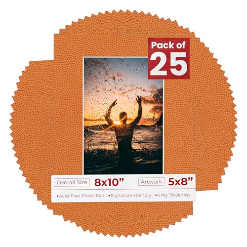 Pack of 25 Acid Free 8x10 Mats Bevel Cut for 5x8 Photos (25 Count)