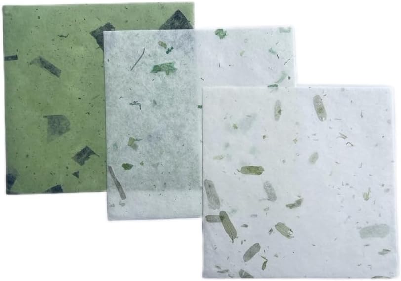 50 Sheets 6 x 6 Inches Natural Fiber Mulberry paper Sheets Square Origami Paper Arts Folding Craft, Decoration Paper, Square Folding Paper for DIY Crafts (Mixed Green Rice Straw etc.,,, 6 x 6) - Crafty Corner