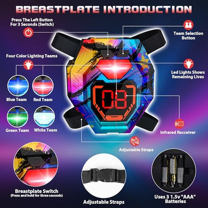 Laser Tag Guns Set of 4 Laser Tag Guns with Digital LED Score Display Vests (4 Count)