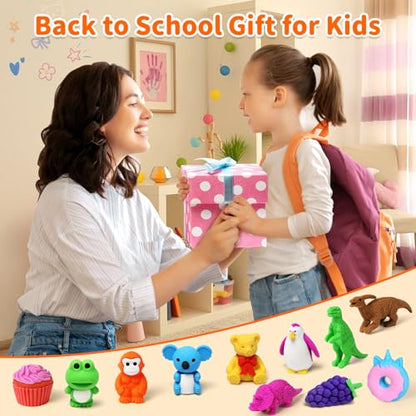 90Pcs Mini Animal Erasers Bulk Desk Pets Classroom Prizes 3D Puzzle Random (90 Count)