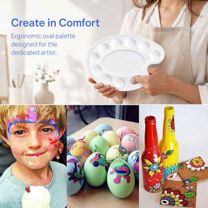 15Pcs Plastic Oval White Paint Tray Palettes for Adults to Paints