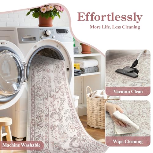 Vintage Floral Rugs for Bedroom Girls (34.55 Sq Ft)
