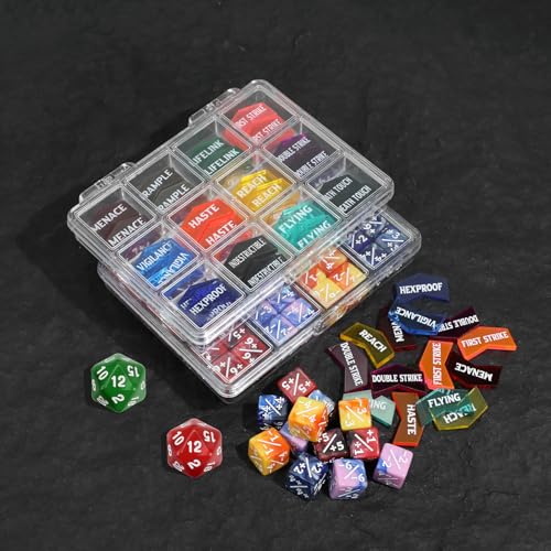 110PCS MTG Keywords Tokens & 12mm Dice Counter for Magic The Gatering (110 Count)