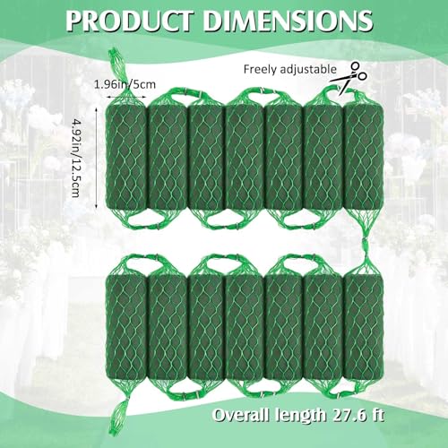 14 Pcs Floral Foam Garland 9.2ft Absorption Flower Holder Plant Foam Flower Green Sponge for Wedding Arch Door Tabletop Decoration Arrangement Home Garden Craft (14 Count)