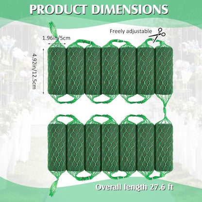 14 Pcs Floral Foam Garland 9.2ft Absorption Flower Holder Plant Foam Flower Green Sponge for Wedding Arch Door Tabletop Decoration Arrangement Home Garden Craft (14 Count)