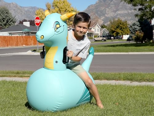 Hop N Go Inflatable Blue Dragon Bouncy Riding