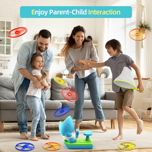 12 PCS Flying Disc Launcher Outdoor Indoor Game Toys Gifts for 3 4 5 6 7 Year Old Boys Kids (15 Count)