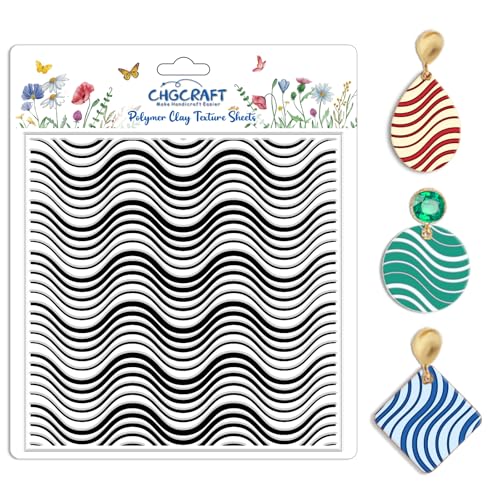 Wavy Lines Pattern Polymer Clay Texture Sheet Modern Gradient Art Lines Silicone Texture Mat for Polymer Clay Making Earrings Jewelry DIY Crafts 5.5 × 5.5 Inch
