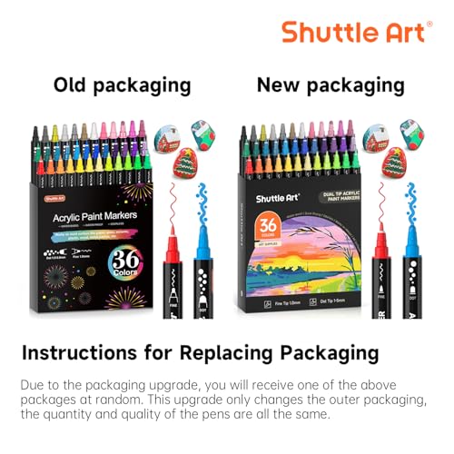 36 Colors Dot & Fine Tip Acrylic Paint Markers (36 Count)