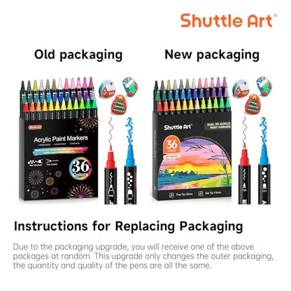 36 Colors Dot & Fine Tip Acrylic Paint Markers (36 Count)