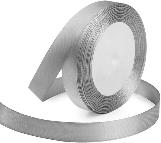 KMER LIFE 5/8 Inches x 25 Yards Silvery Satin Ribbon Solid Fabric Ribbons for Crafts, Wedding Decor, DIY Hair Accessories, Sewing, Gift Package Wrapping, Valentine's Day Bouquet and More - Crafty Corner