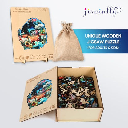 Wooden Puzzles for Adult 600 Pieces Plant Planet Jigsaw Puzzle 16.4x17.2 in (600 Count)