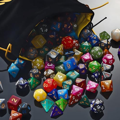 30 Set DND Polyhedral Dice with Storage Pouch (210 Count)