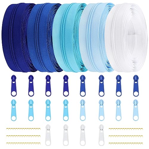 15.3 Yards 14 m 5 Pieces Assorted Colors #3 Nylon Coil Zippers (20 Count)