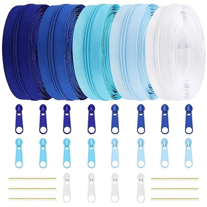 15.3 Yards 14 m 5 Pieces Assorted Colors #3 Nylon Coil Zippers (20 Count)