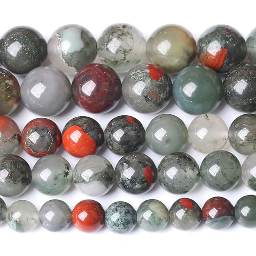 8MM Natural African Bloodstone Gemstone Round Beads Loose Spacer Stone Beads for Jewelry Making 45pcs 1 Strands 16"