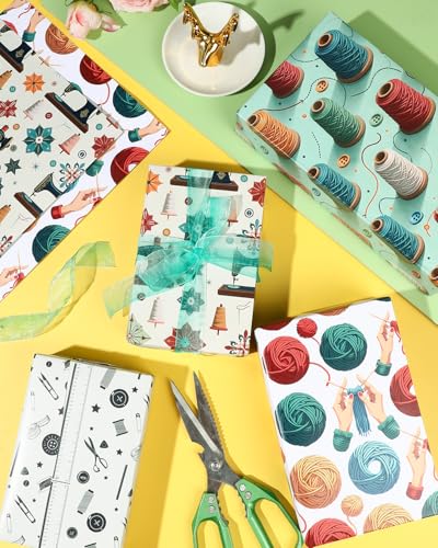 12 Sheets Sewing Theme Wrapping Paper (12 Count)
