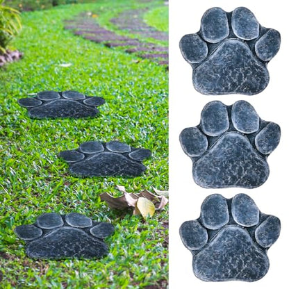 3 Pieces Dog Paw Garden Stepping Stones Garden Decor Cast Irons Dog Rocks Rustic Outdoor Stones Decorative Stone for Garden Walkway Outdoor Decoration (3 Count)