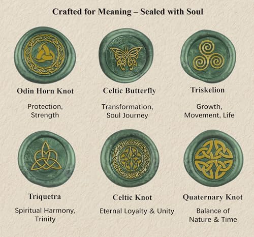 Celtic Knot Seal Wax Stamp with 6 Patterns Removable Brass Head + 1 Wood Handle