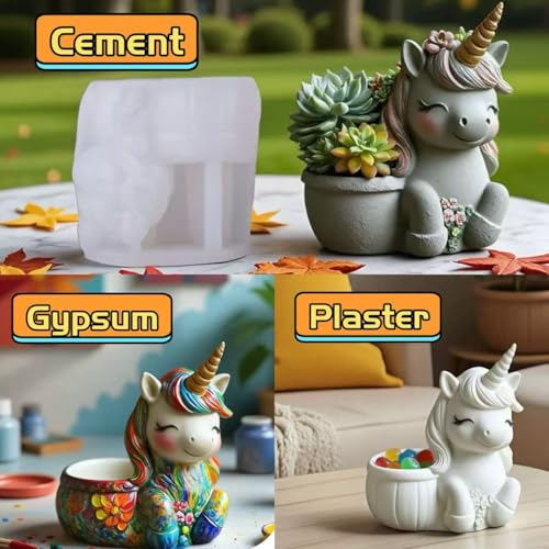Animal Resin Molds Silicone 3D Cute Unicorn Epoxy Resin Jar Plaster Candle Holder Wax Molds for Candle Making