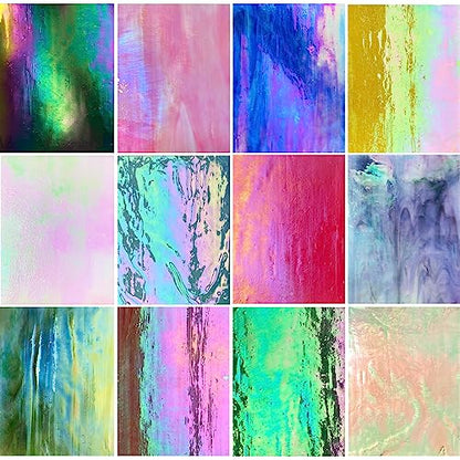 12 Sheets Iridescent Stained Glass Sheet