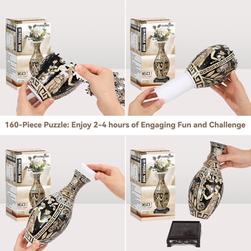 3D Puzzle Vase for Adults with 160 Plastic Pieces (160 Count)
