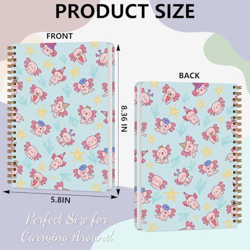 Axolotl Spiral Notebooks Animal Mexican Walking Fish Lined Journal Notepads