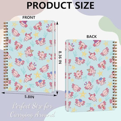 Axolotl Spiral Notebooks Animal Mexican Walking Fish Lined Journal Notepads