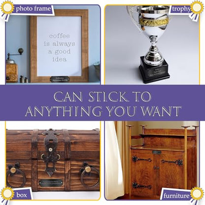 24 Pcs Engraved Name Plate 1" x 3" Personalized Name Plates Trophy Plates Solid Metal Blank with Adhesive Backing and Screws for Trophy Picture Frame Memorial Sign