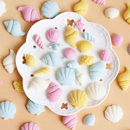 5 Pcs Seashell Starfish Silicone Mold Cake Fondant Silicone Mold Seashell Conch Baking Moldsfor DIY Cake Decoration Chocolate Candy Polymer Clay Crafting Projects (5 Count)