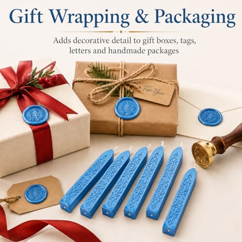 6 Pack Pattern Wick Sealing Wax Sticks for Wax Seal Stamp (6 Count)