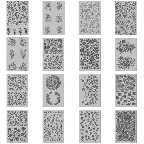 16 Sheets 16 Styles Plants Butterflies Wildflowers Polymer Clay Texture Mat Modeling Pattern Pad Leaves Flowers Texture Sheets for Polymer Clay Making Earrings Jewelry Tools