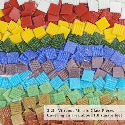 Square Mosaic Tiles for Crafts Bulk (2.2 pound(s))