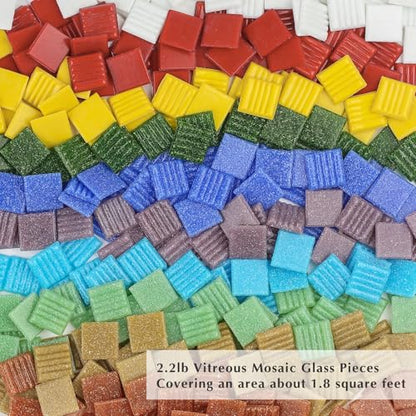 Square Mosaic Tiles for Crafts Bulk (2.2 pound(s))