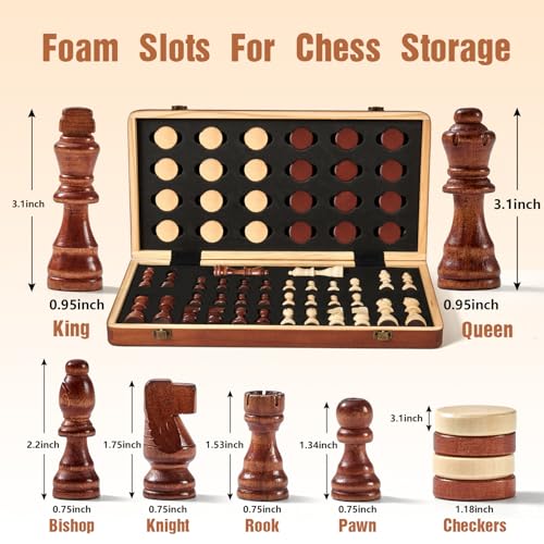 2 in 1 Magnetic Wooden Chess & Checkers Set