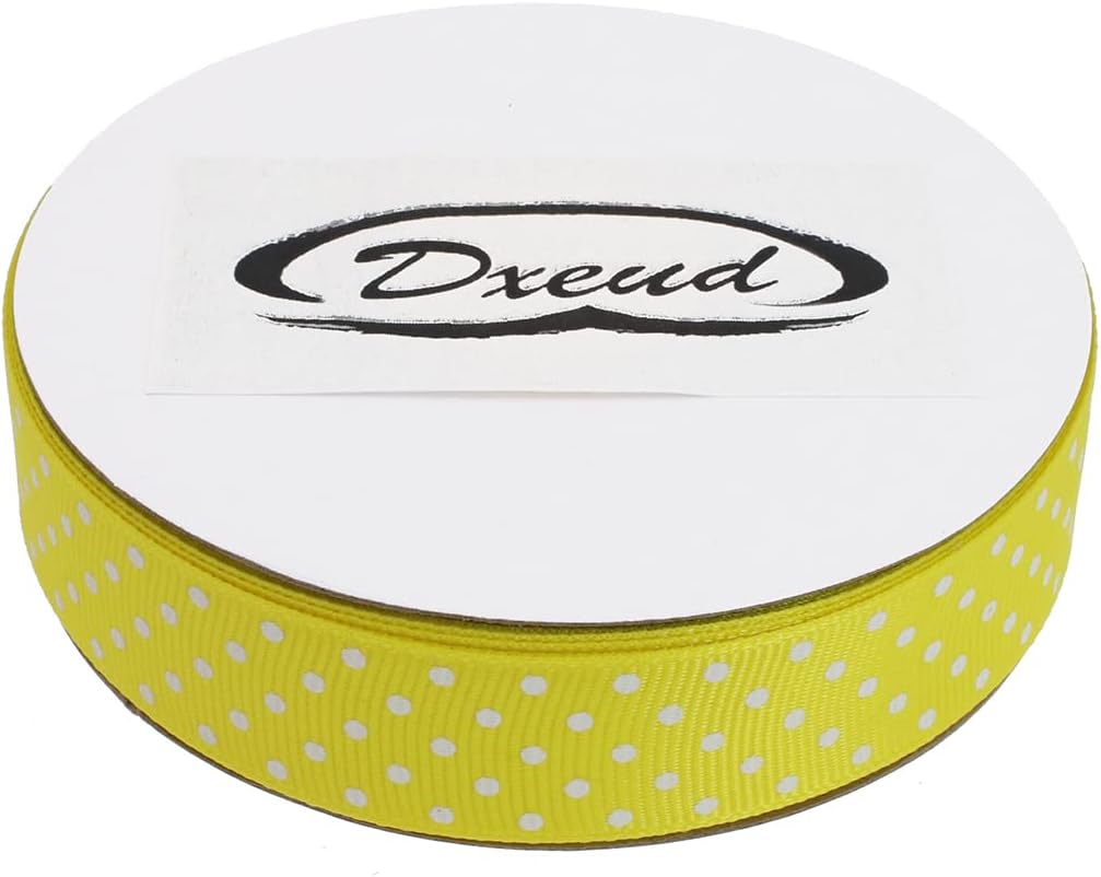 Polka Dot Grosgrain Ribbon 25 Yard Each Roll 100% Polyester (3/4", Yellow) - Crafty Corner