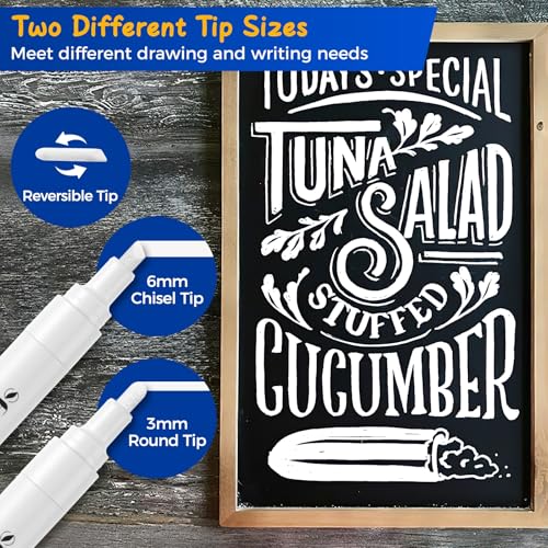 White Liquid Chalk Markers for Blackboard Glass (6 Count)
