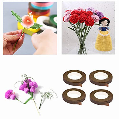 4 Rolls 1 2 Inch Floral Tapes Florist Wraps for Bouquet Stem and Flowers Making Craft Projects (360 Foot)