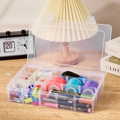 15 Grids Large Plastic Organizer Box with Adjustable Dividers