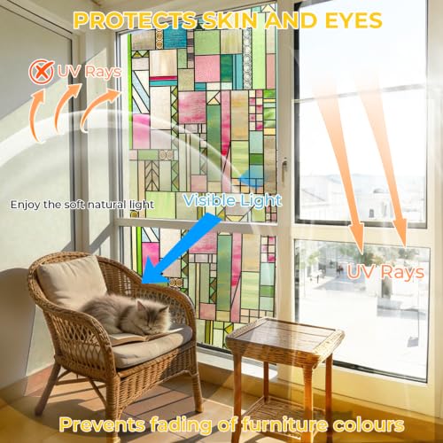 3D Stained Glass Window Privacy Film Decorative Non