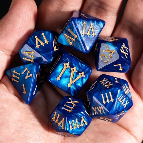 7 Die DND Dice Set Polyhedral Dice Set with a Leather Dice Bag (7 Count)