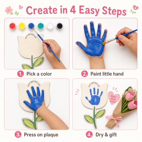 Tulip Handprint Plaque For Mother's Day