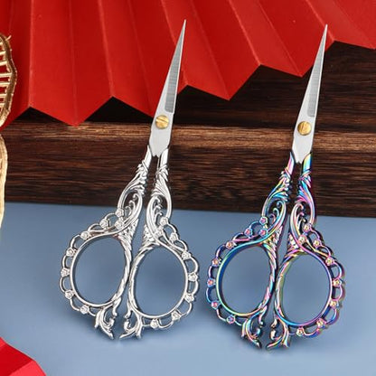 Small Scissors Vintage European Style Scissors Stainless Steel for Cross Stitch Cutting Embroidery Sewing Handcraft Craft Art Work DIY Tool