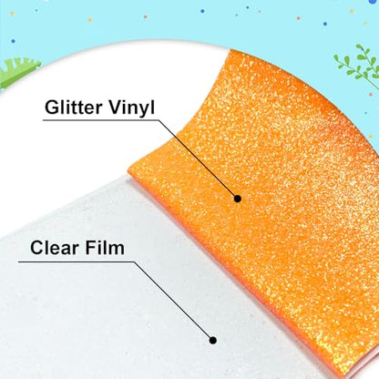 Fluorescent Orange Glitter Heat Transfer Vinyl 12" x 6FT