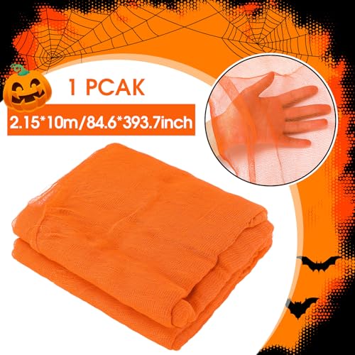Halloween Cheese cloth 85 x 394 Inch Orange Cheesecloth Roll for Crafts Large Cotton Muslin Gauze Fabric for Halloween Outdoor & Indoor Spooky Decoration