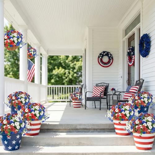 2 Set Artificial Outdoor Flowers with Hanging Basket (2 Count)
