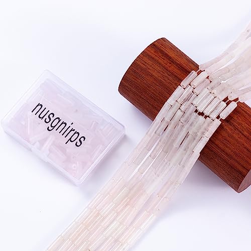 Natural Rose Quartz Crystal Cylinder Tube Beads 4x13mm 38cm (28 Count)