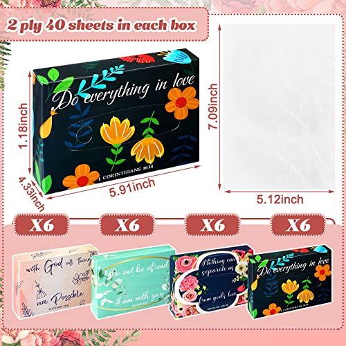 24 Packs 960 Sheets Tissue Cube Car Facial Boxes Disposable Facial Travel Tissues Holder Soft Watercolor Boxes 2 Ply 40 Sheets for Wedding Household Car Kitchen Bathroom (960 Count)