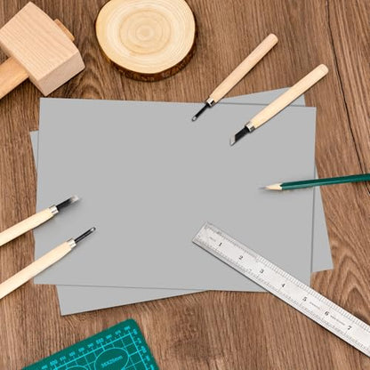 8 Pcs Linoleum Block Rubber Carving Block Soft Linocut Blocks Large Linoleum Sheet Unmounted Lino Plates for Engraving Art Project Printmaking Artist Studio Supplies (8 Count)